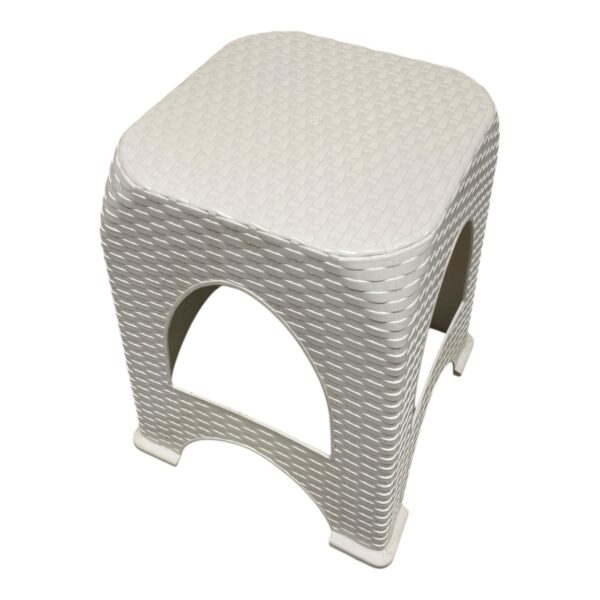 Scaun {taburet} plastic gradina, Alb - imagine 2