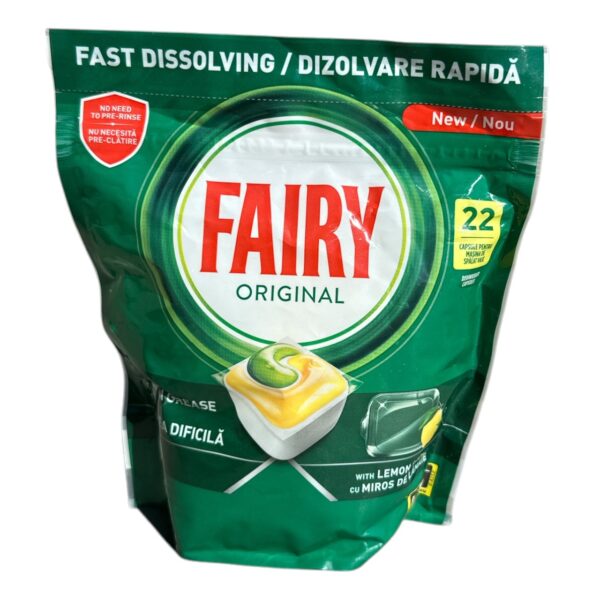 Fairy Original All in one Detergent de vase capsule cu lamaie, 22 buc