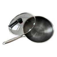 Tigaie wok profesionala din inox, non-stick, 32 cm