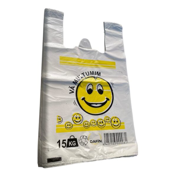Pungi plastic biodegradabile tip maieu cu toarte (15 kg) set 50 buc - imagine 2