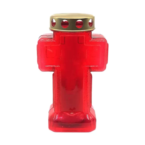 candela plastic forma cruce mica cu capac rosie 2