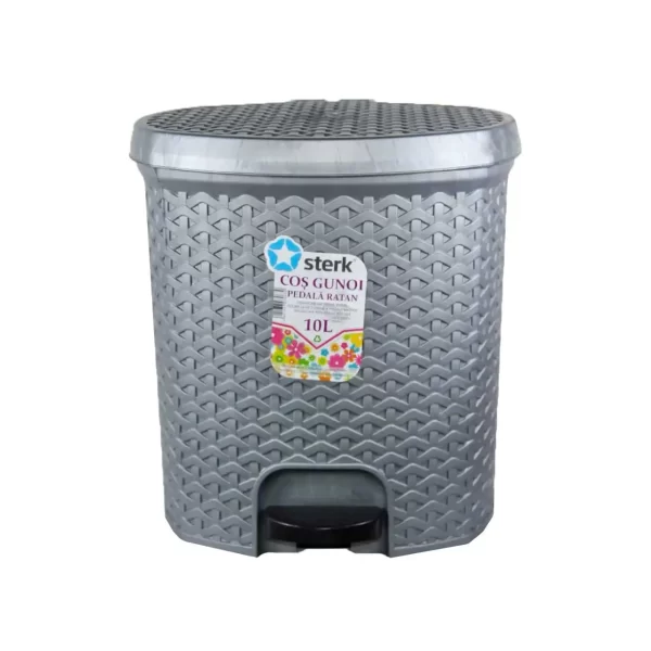 cos gunoi ratan cu pedala 10l din plastic 1