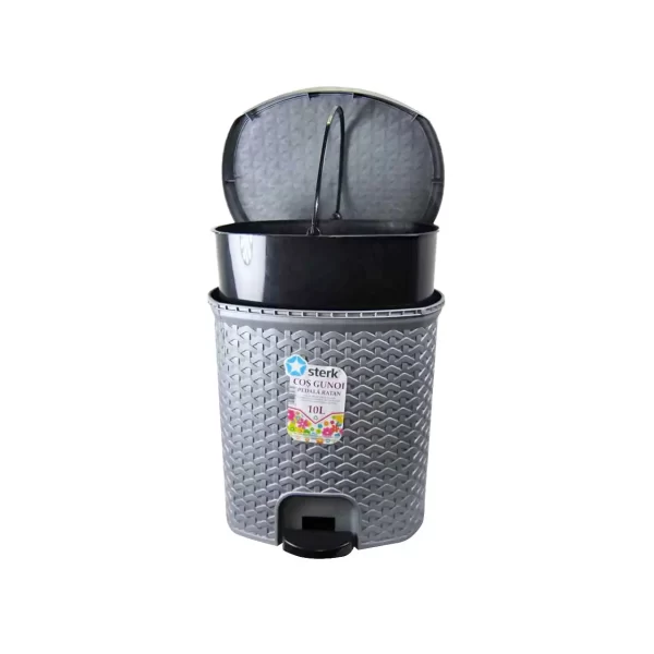cos gunoi ratan cu pedala 10l din plastic 2