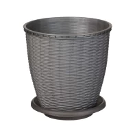 ghiveci plastic decorativ imitatie ratan gri 16 litri 2