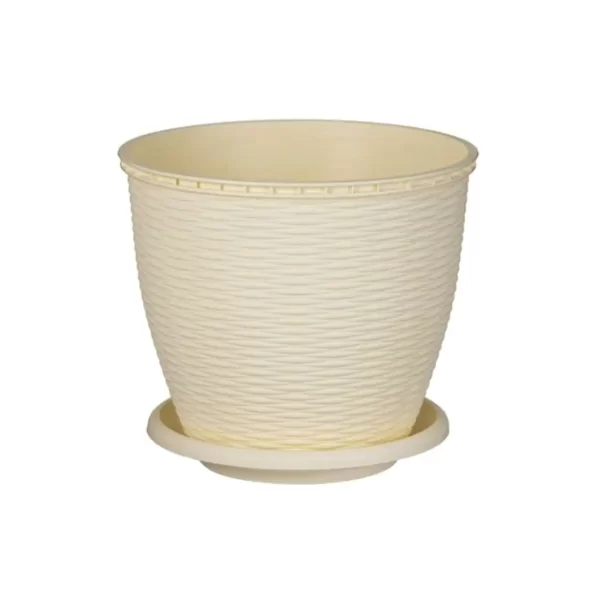 ghiveci plastic imitatie ratan crem 6l 2