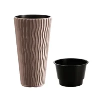 ghiveci plastic inalt interior exterior cafeniu 49 cm 1