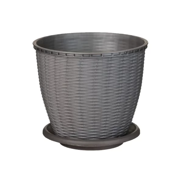 ghiveci plastic ratan gri 9 l litri 2