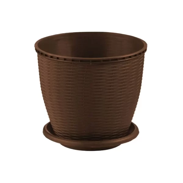 ghiveci plastic ratan maro 9 l litri 2