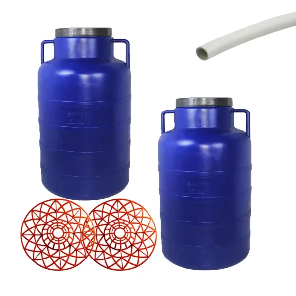 pachet 2 x butoi plastic 60l inalt 2 x presator muraturi teava de suflat