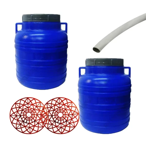 pachet 2 x butoi plastic 80 l cu capac 2 x presator muraturi teava suflat