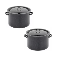 pachet 2 x oala emailata cu capac 20 litri neagra