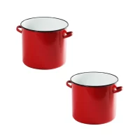 pachet 2 x oala emailata fara capac 3 litri rosie