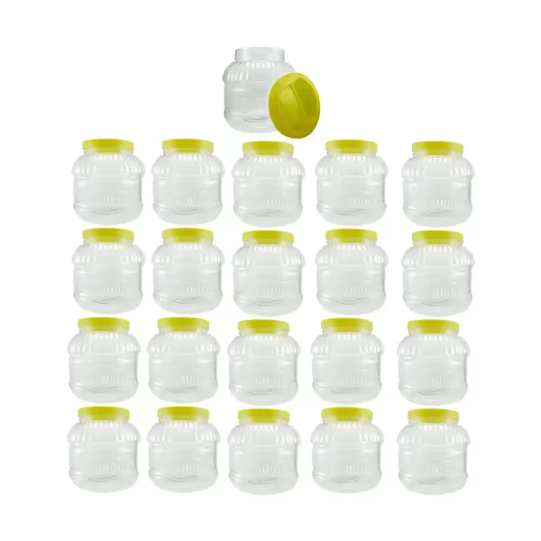 pachet 21 bucati borcan plastic 5l transparent cu capac