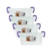 pachet 4 x cutii depozitare alimente din plastic cu capac 12 l 1