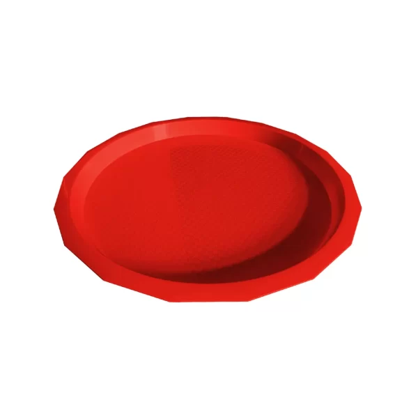 tava plastic servire rotunda 34 cm rosie 1