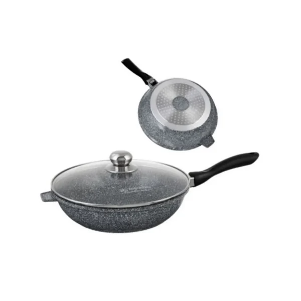 tigaie aluminiu granit edenberg cu capac sticla 28 cm 1