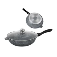 tigaie aluminiu granit edenberg cu capac sticla 28 cm 2