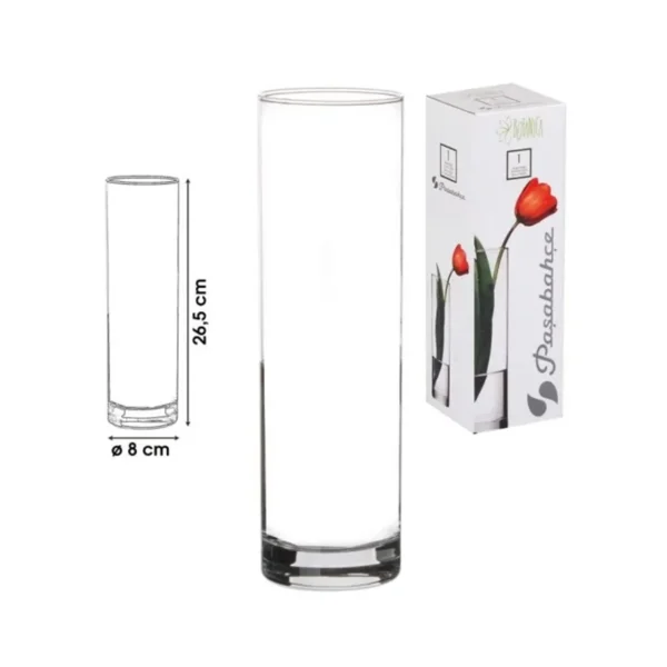 vaza sticla cilindrica transparenta 26 5 cm 1